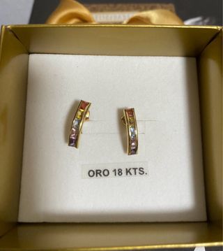 Pendientes oro 18k y circonitas multicolor