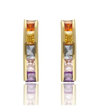 Pendientes oro 18k y circonitas multicolor