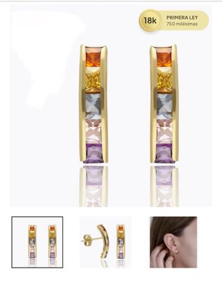 Pendientes oro 18k y circonitas multicolor