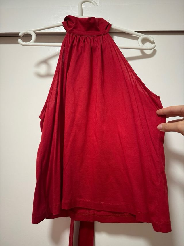 Blusa cuello halter roja