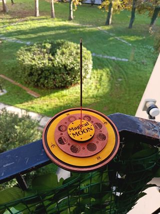 Porta incenso il legno con fasi lunari
