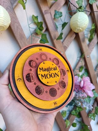 Porta incenso il legno con fasi lunari