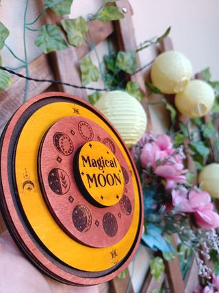 Porta incenso il legno con fasi lunari