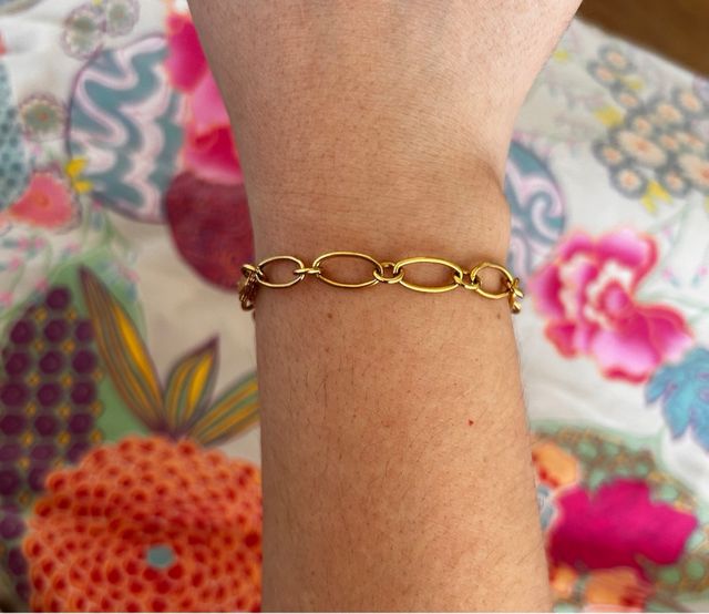 Pulsera eslabones plata dorada