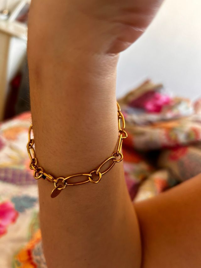 Pulsera eslabones plata dorada