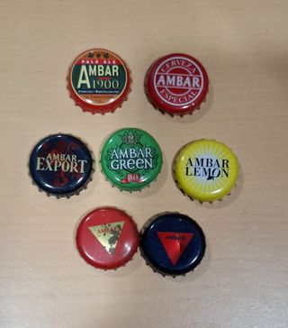 7 chapas cerveza AMBAR