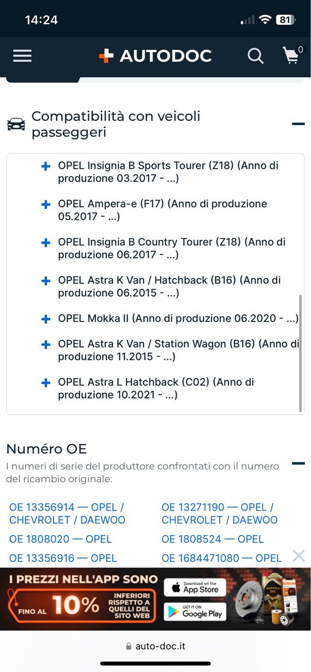 Filtro aria abitacolo Opel