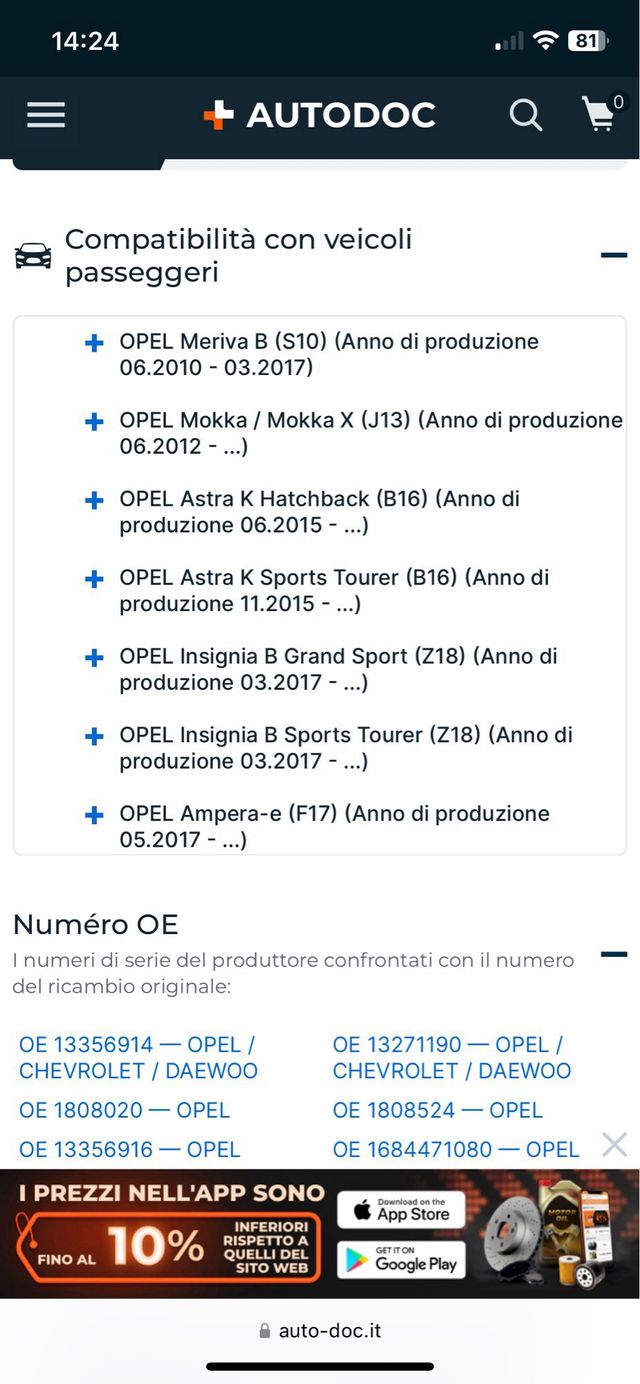 Filtro aria abitacolo Opel