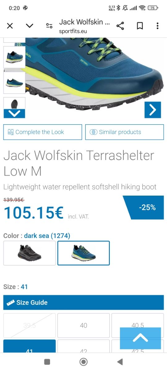 Sapatilhas Terrashelter Jack Wolfskin tamanho 47