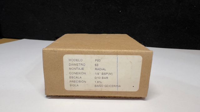 Manómetro ITEC Glicerina P60 1/4. 0/10 Bar.