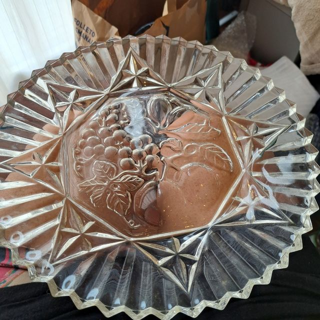 Plato de cristal tallado floral
