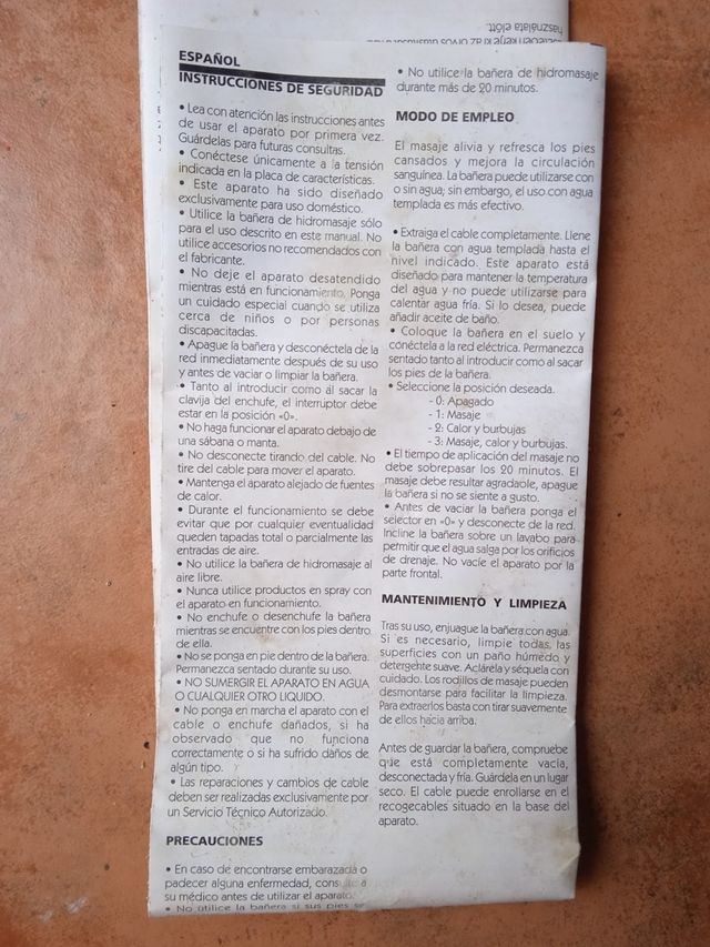 Bañera hidromasaje pies UFESA