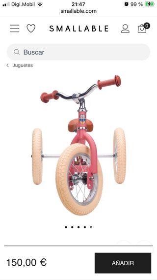 Bicicleta sin pedales tres ruedas 