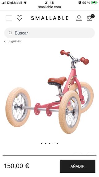 Bicicleta sin pedales tres ruedas 