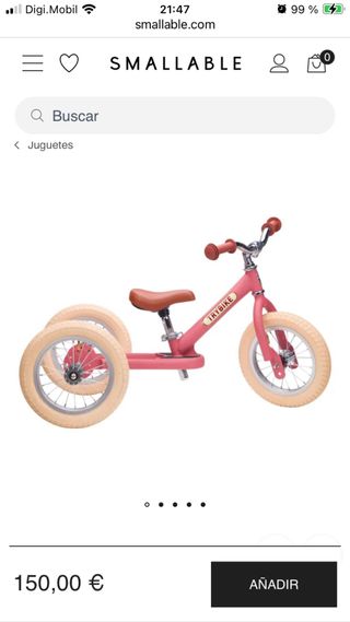 Bicicleta sin pedales tres ruedas 