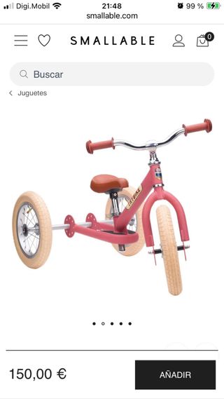 Bicicleta sin pedales tres ruedas 
