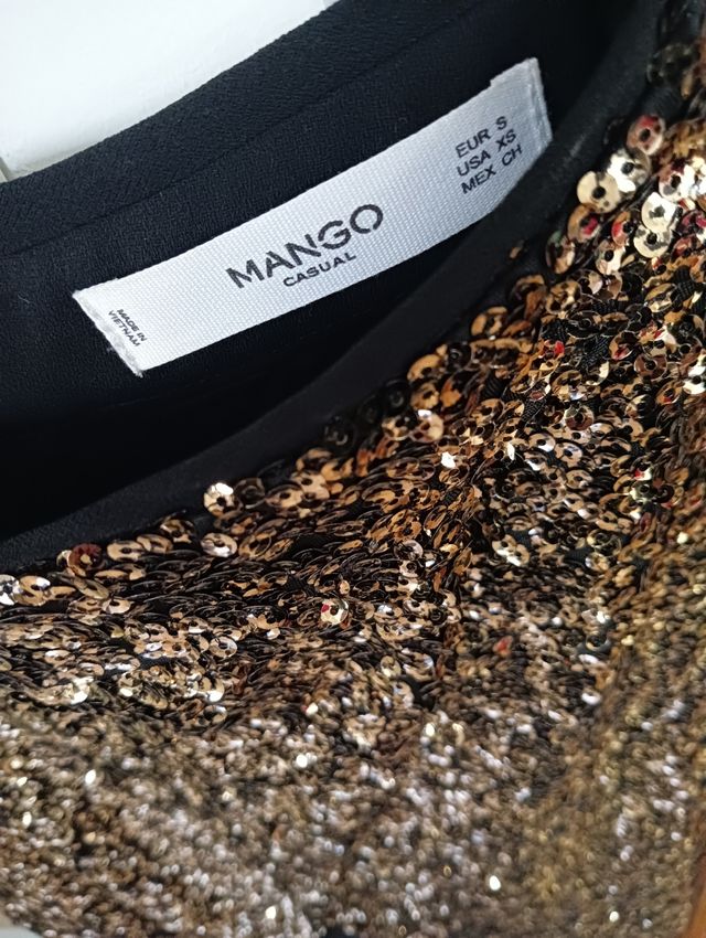 Falda de MANGO de lentejuelas dorada