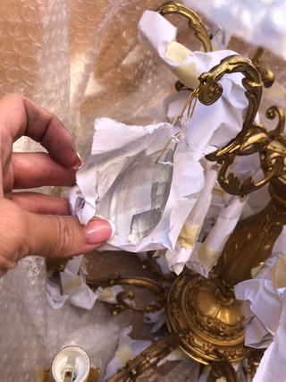 Lampadario antico ottone e brindoli