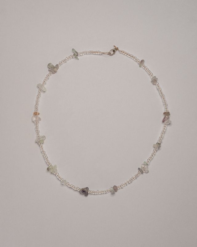 Collana con fluorite e perline di vetro