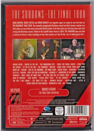 THE SHADOWS THE FINAL TOUR 2004 DVD 9 dual layer