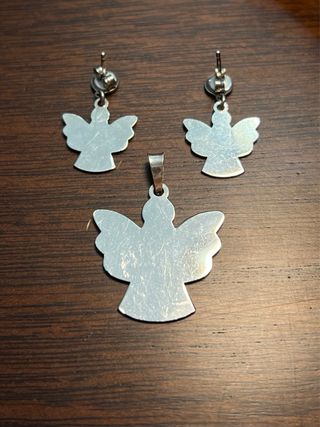 Conjunto colgante + pendientes angelitos plata 925