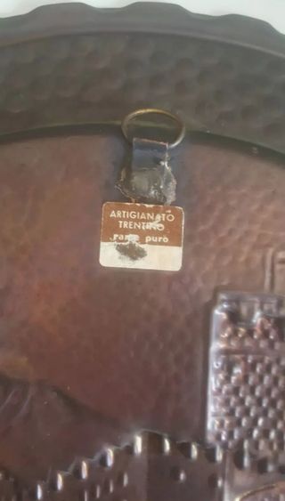 Antico Piatto Rame - Vintage Metallo in rilievo 