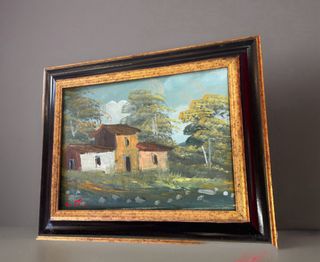 quadro dipinto olio su tela vintage con cornice “