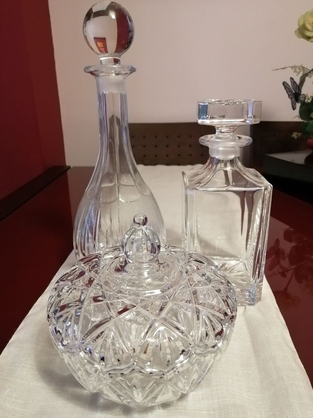 Botella cristal antigua ,decantadores
