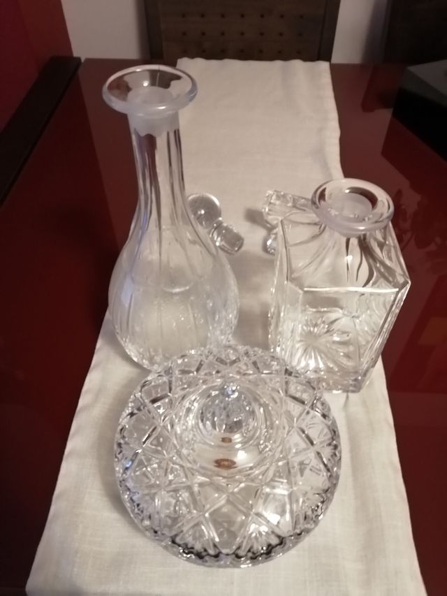 Botella cristal antigua ,decantadores