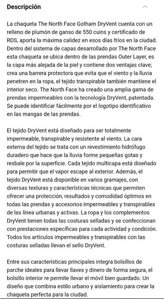 Chaqueta plumón The North Face