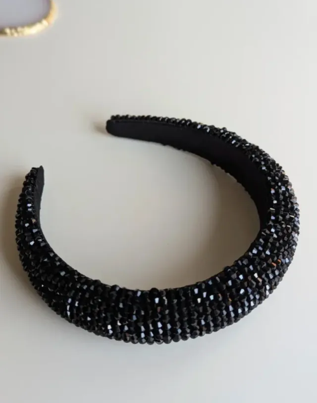 2 Cerchietti per i capelli rosso e nero in perline