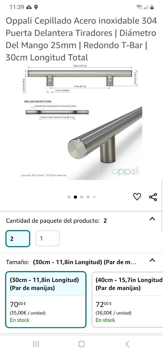 Tiradores puerta corredera 