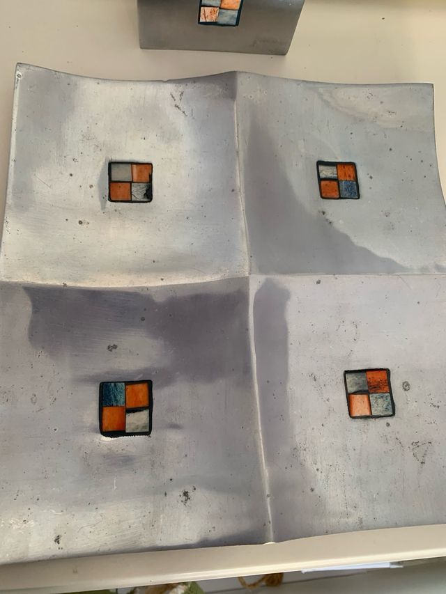 Adornos plateado bandeja y jarron