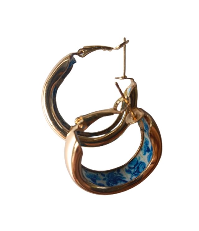 Aros pendientes con estampado azulejos