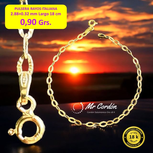 Pulsera RAYOS Italiana 3 mm 18 cm Oro 18 Kilates