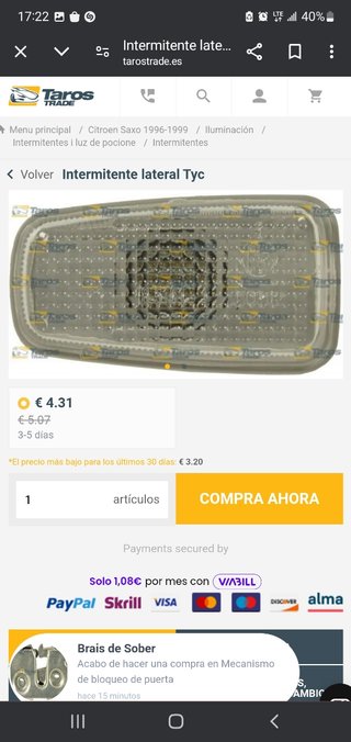 Intermitentes coche estándar
