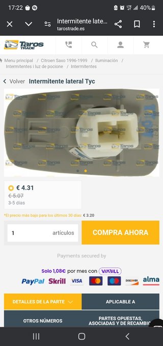 Intermitentes coche estándar