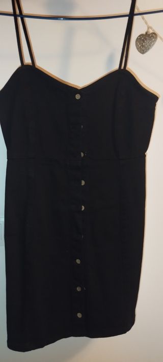 Vestido vaquero corto negro Pull talla s
