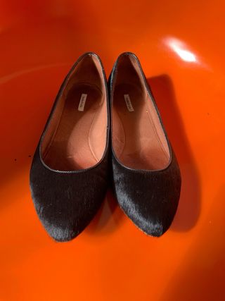 BIMBA Y LOLA Bailarinas de piel de pelo Negras 39