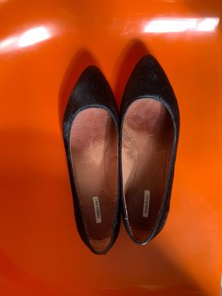 BIMBA Y LOLA Bailarinas de piel de pelo Negras 39