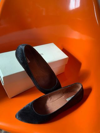 BIMBA Y LOLA Bailarinas de piel de pelo Negras 39