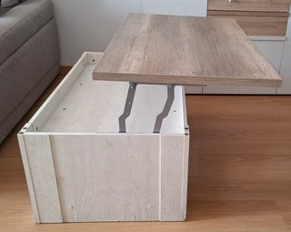 Mesa de centro elevable blanco / madera