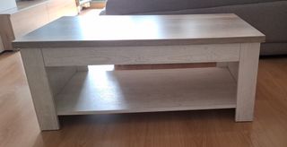 Mesa de centro elevable blanco / madera