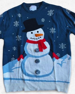 Jersey Navideño de muñeco de nieves con relieve