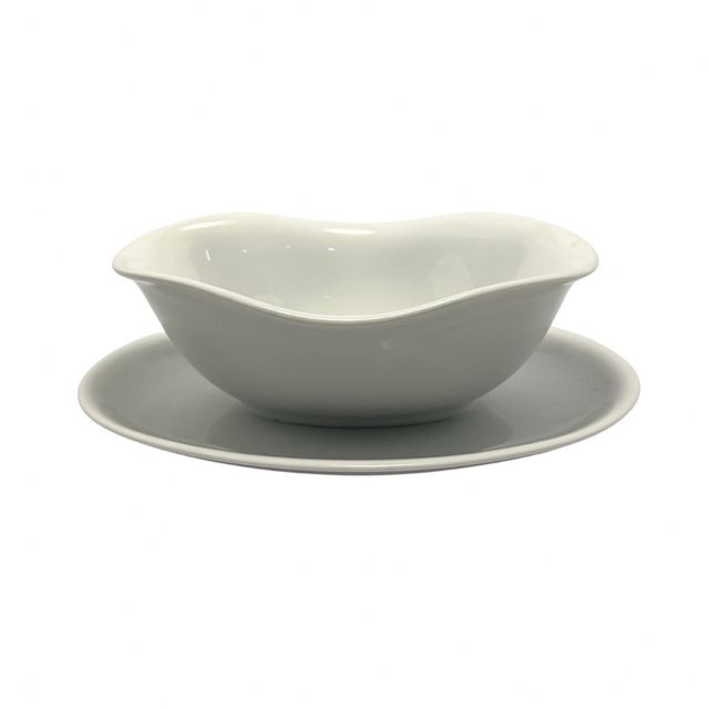 Salsera de porcelana blanca