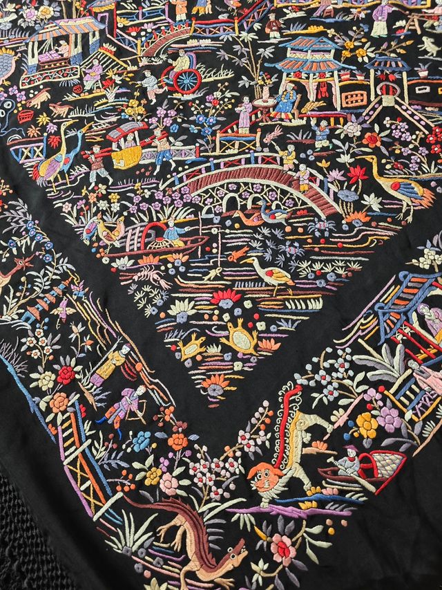 Mantón de Manila antiguo  cantones