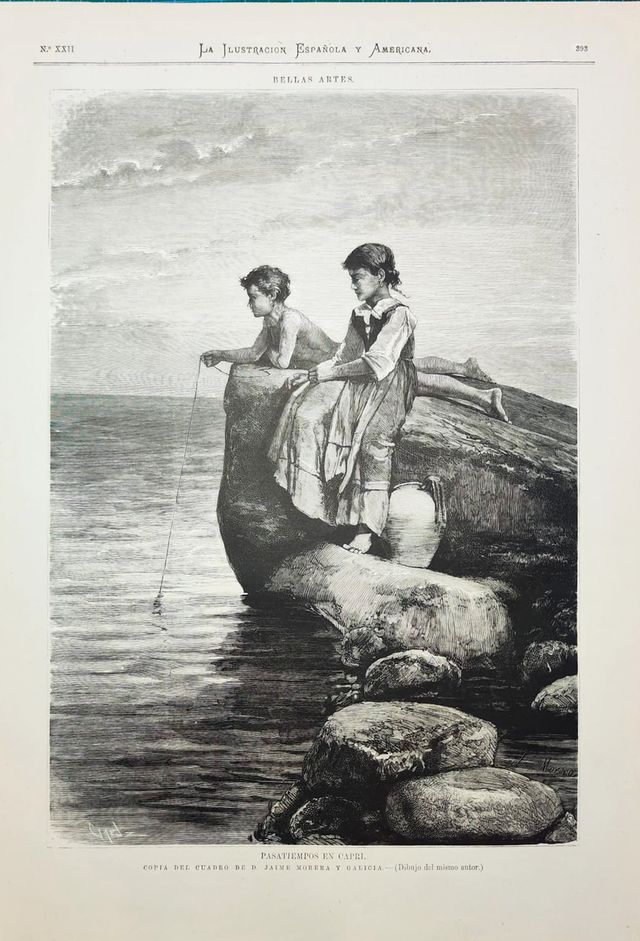 JAUME MORERA I GALICIA. GRABADO. PASATIEMPOS...