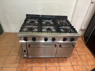 Cocina industrial de 6 fuegos con horno