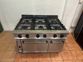 Cocina industrial de 6 fuegos con horno