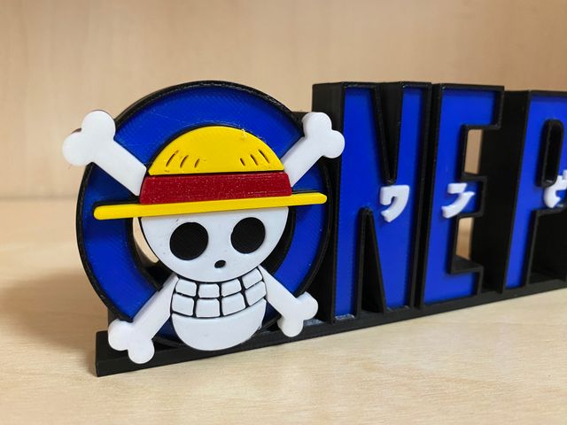 Logo 3D di Luffy in un unico pezzo